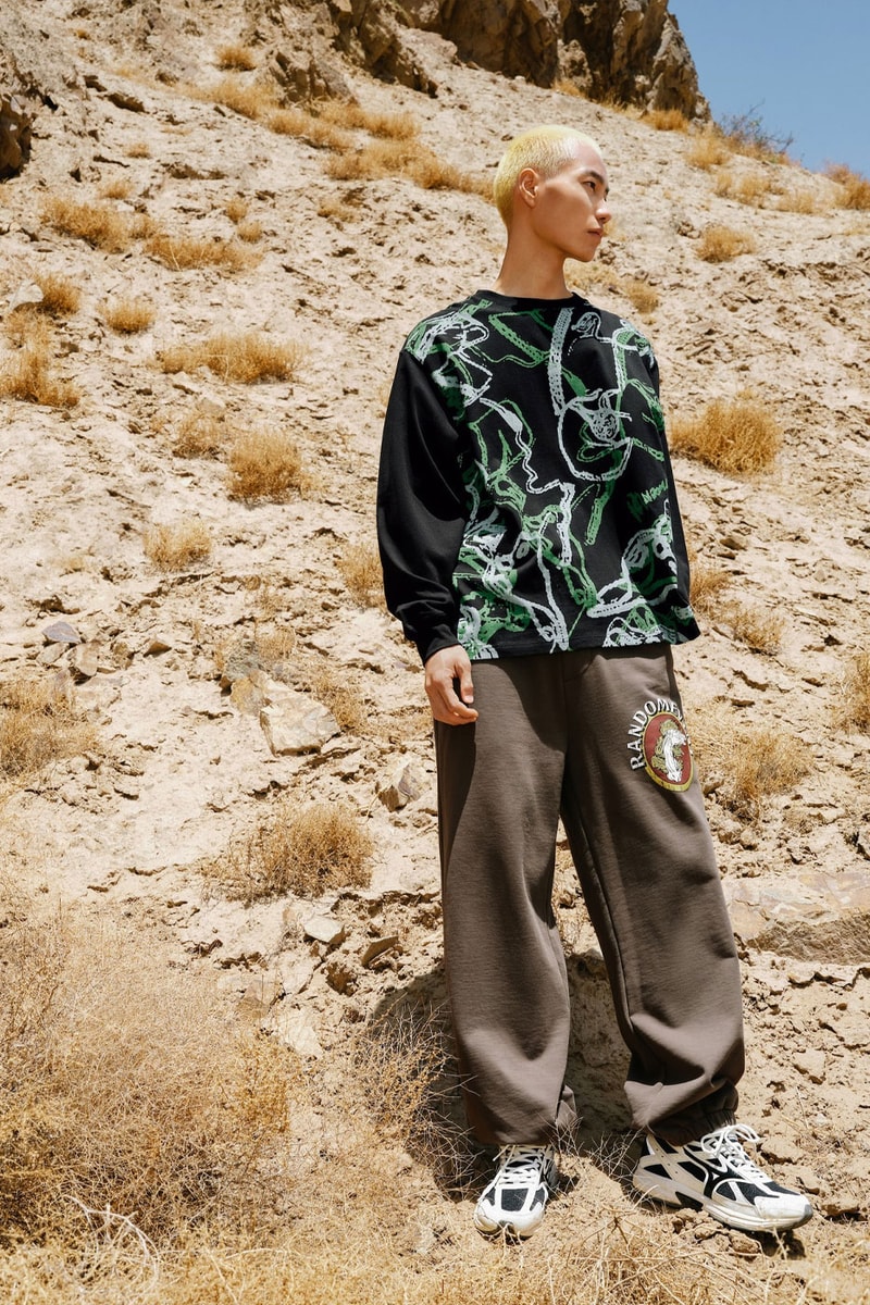Randomevent fall winter 2022 go oasis comfort relaxation retro styles outdoors puffer denim pixel panel cardigan apparel jacket tee fleece blue white release info date price