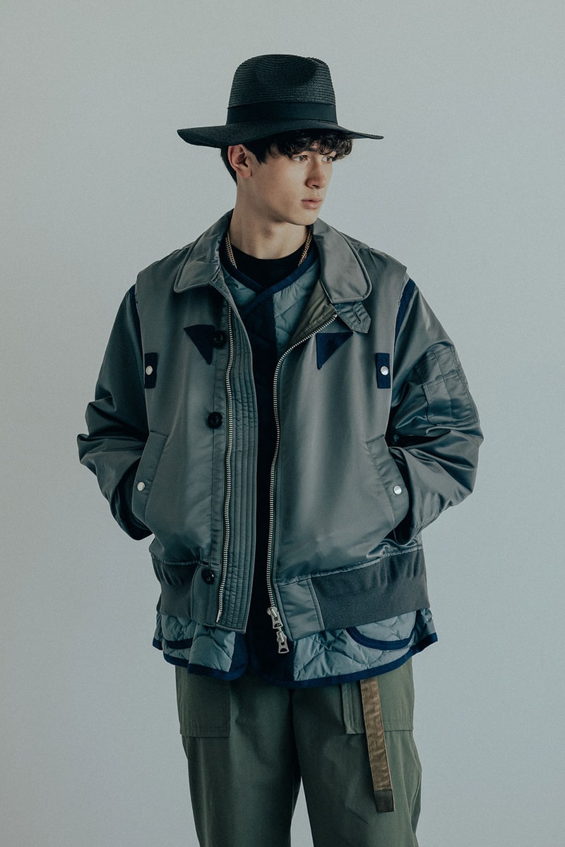 sacai New Arrivals HBX Release Info Buy Price Apparel Essentials Fall Jacket Nylon Twill Mix Blouson Logo Cap Double Brim Hat