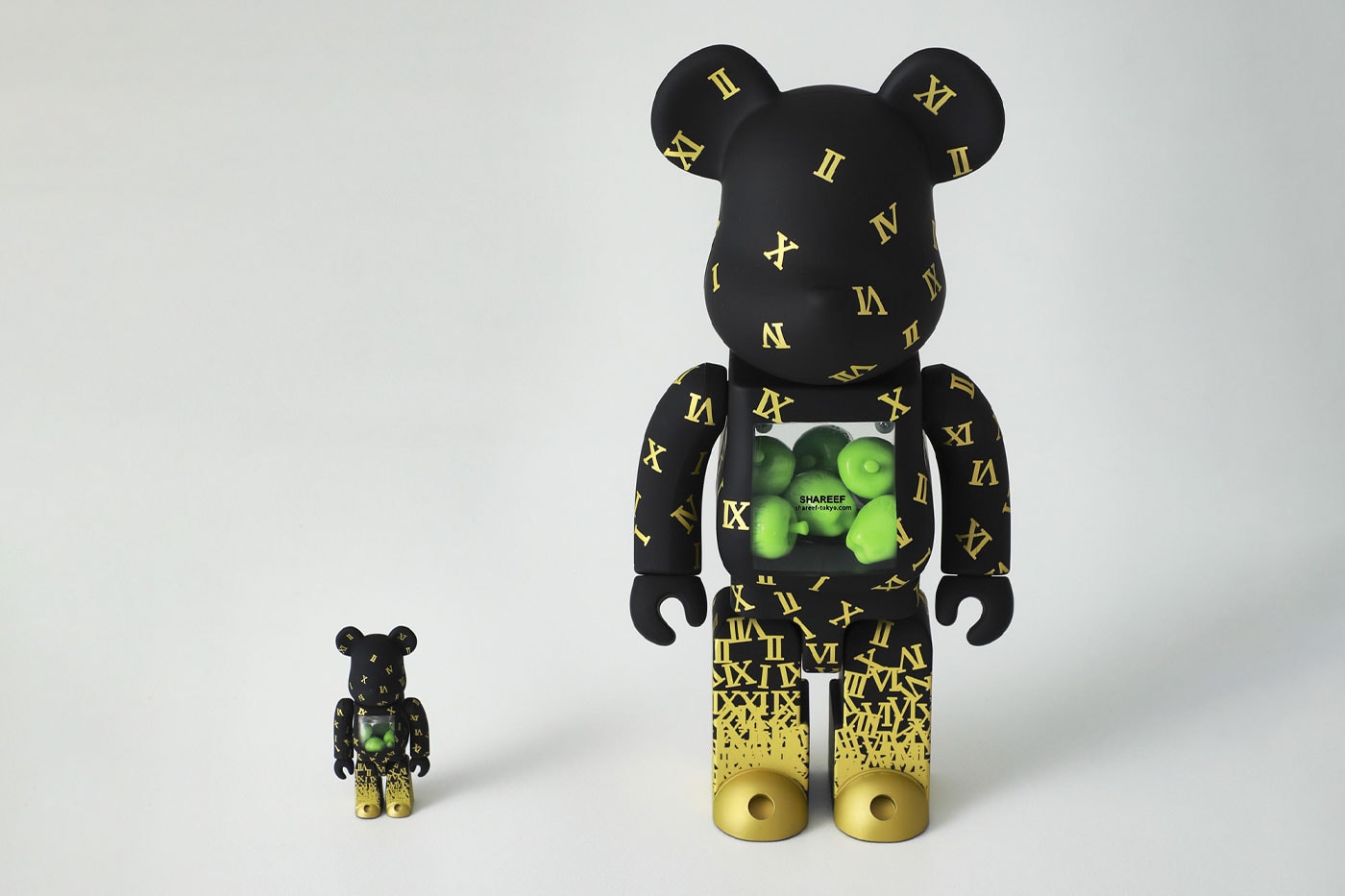 SHAREEF medicom Toy BEARBRICK collaboration black gold transparent chest apples release info date price