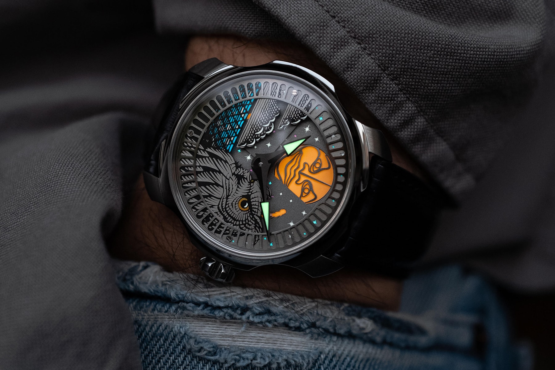 Stepan Sarpaneva Nocturne Watch Info finish Handmade Swiss automatic watches craftsmanship moonphase 