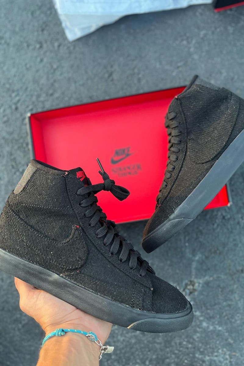 stranger things nike blazer mid tailwind 79  cast and crew black red release info date store list buying guide photos price 