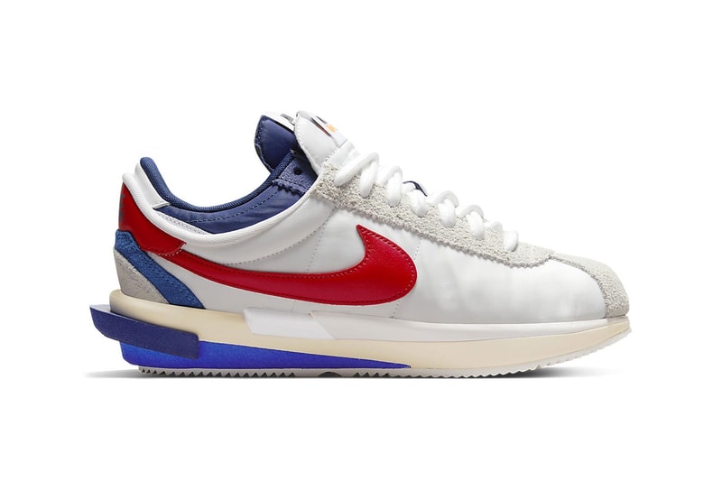 Official Photos Sacai Nike Cortez 4 0 OG chitose abe bill bowerman 1972 olympics university red light cream white blue colorblocking double layer ldwaffle blazer vaporwaffle release info date price 160 USD 2022