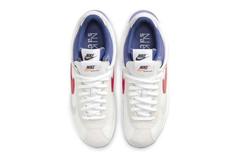 Official Photos Sacai Nike Cortez 4 0 OG chitose abe bill bowerman 1972 olympics university red light cream white blue colorblocking double layer ldwaffle blazer vaporwaffle release info date price 160 USD 2022