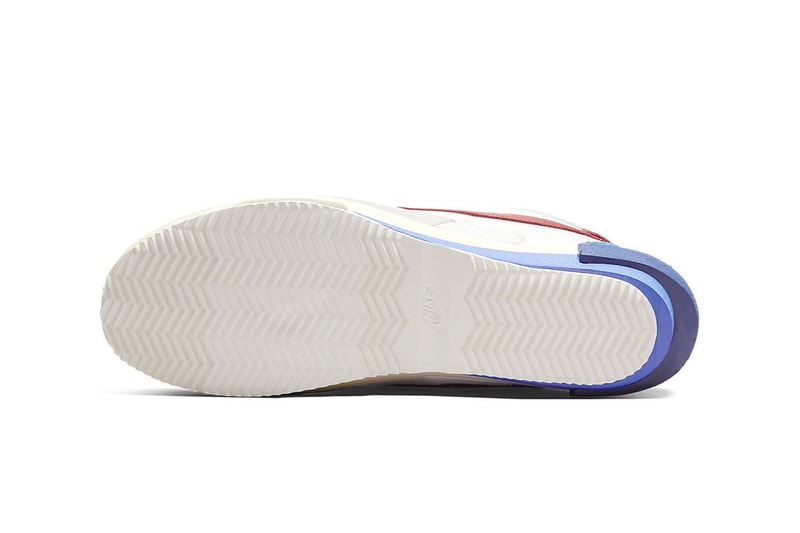 Official Photos Sacai Nike Cortez 4 0 OG chitose abe bill bowerman 1972 olympics university red light cream white blue colorblocking double layer ldwaffle blazer vaporwaffle release info date price 160 USD 2022