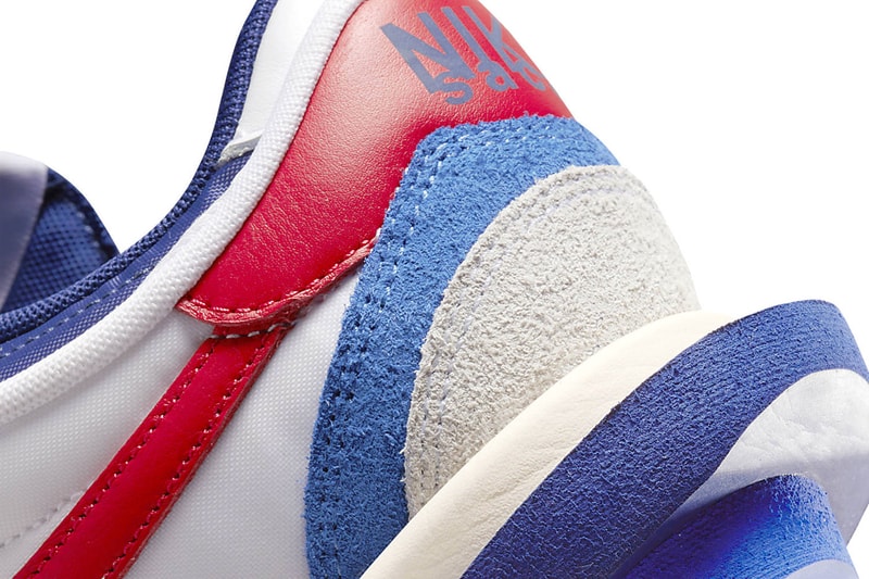 Official Photos Sacai Nike Cortez 4 0 OG chitose abe bill bowerman 1972 olympics university red light cream white blue colorblocking double layer ldwaffle blazer vaporwaffle release info date price 160 USD 2022