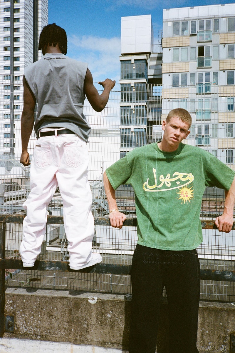 Unknown Summer 2022 Collection SS22 Rhinestone Tracksuit T-shirt Streetwear London UK Punk Hoodie Pink Denim