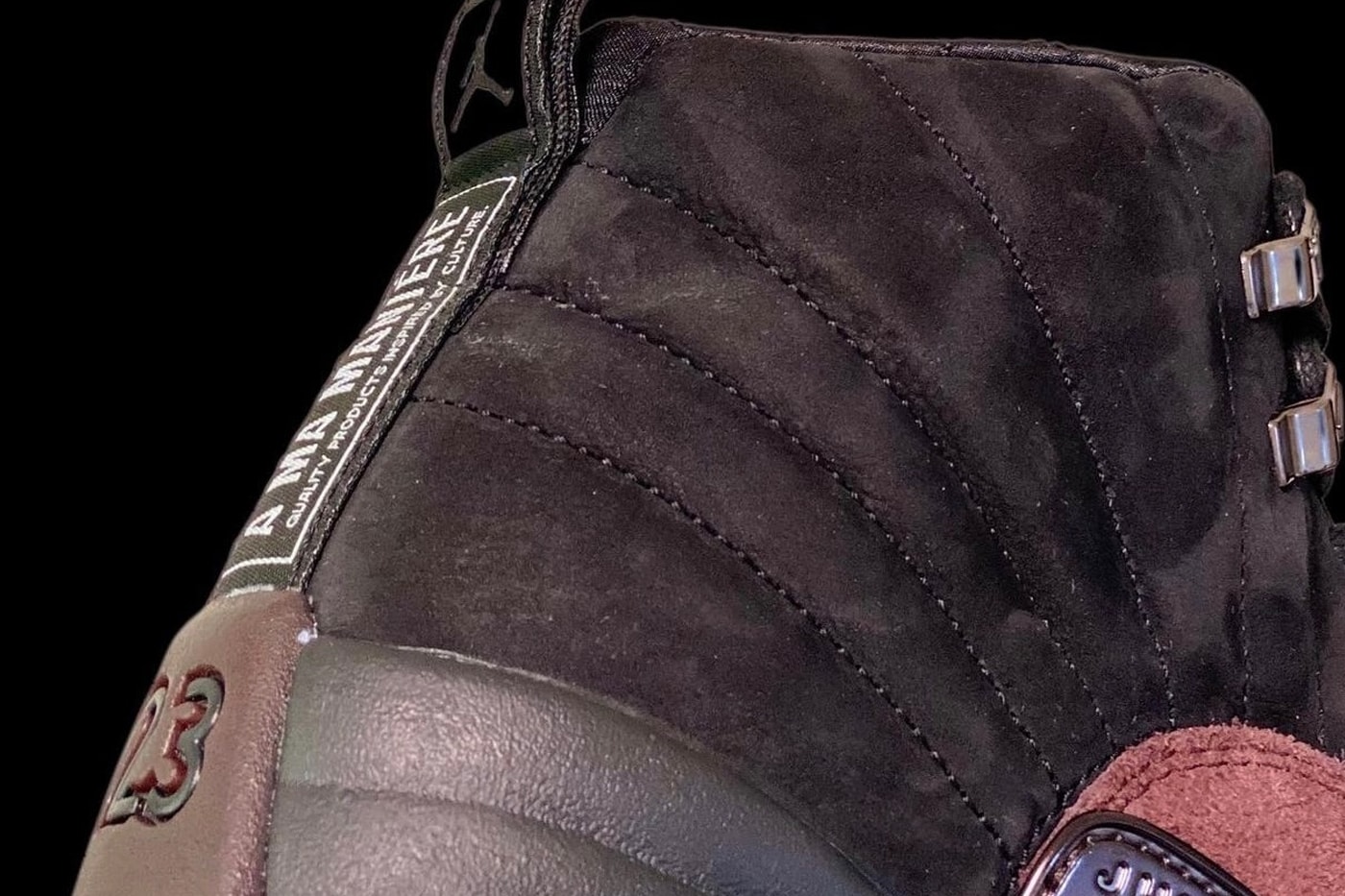 A Ma Maniére Air Jordan 12 Black Closer Look Release Info DV6989-001 Date Buy Price Black Burgundy Crush