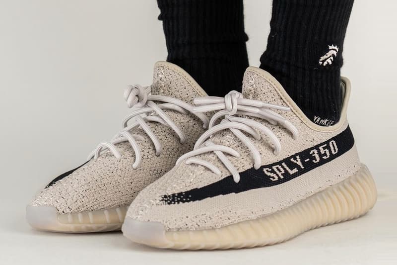 The adidas YEEZY BOOST 350 V2 "Slate" Has as Official Release Date on feet look yankee kicks kanye west ye rapper shoe beige black