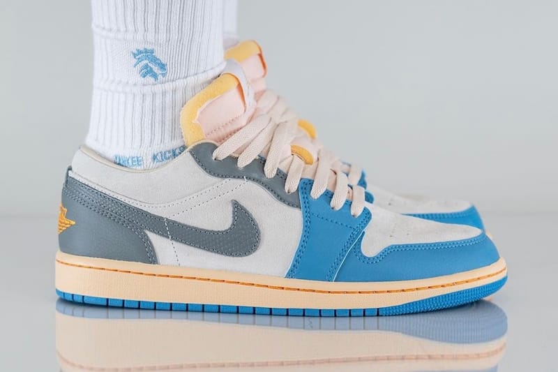 jordan 1 low unc on feet