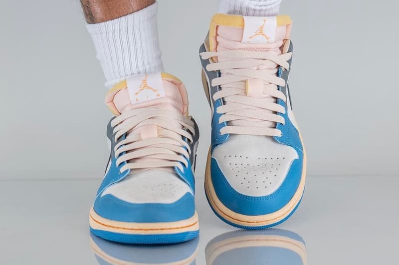 Air Jordan 1 Low UNC Grey On-Foot Look Release Info DZ376-469 Date Buy Price Union Like