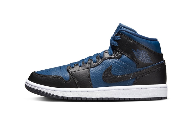 DR0501-401 Air Jordan 1 Mid Split Has Surfaced in Blue and White jordan brand michael jordan swoosh nike 