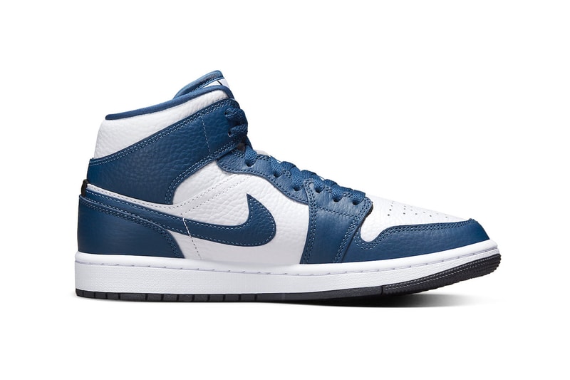 DR0501-401 Air Jordan 1 Mid Split Has Surfaced in Blue and White jordan brand michael jordan swoosh nike 