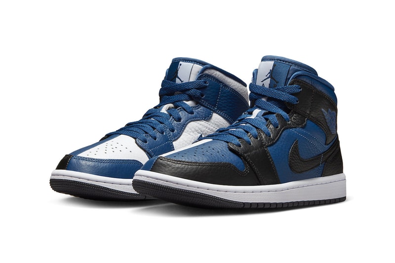 DR0501-401 Air Jordan 1 Mid Split Has Surfaced in Blue and White jordan brand michael jordan swoosh nike 