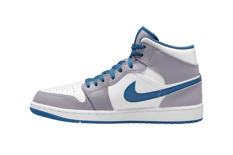 high top blue and white jordans