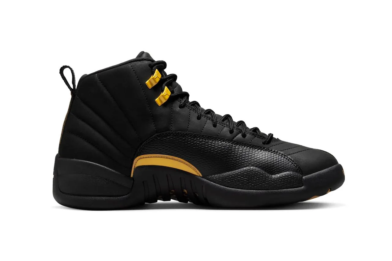 men jordan 12 black and yellow