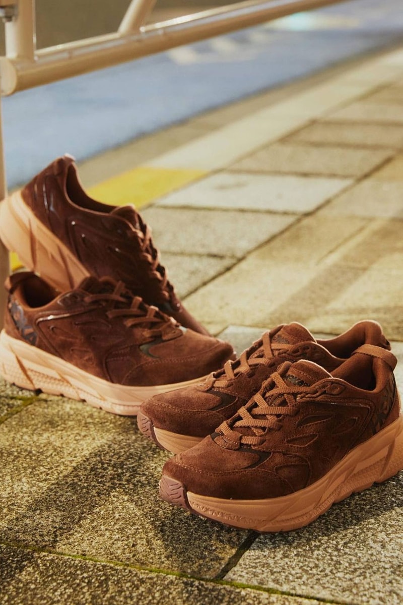 atmos HOKA ONE ONE CLIFTON L SUEDE Cappuccino Dark brown red meta rocker Release Date info price
