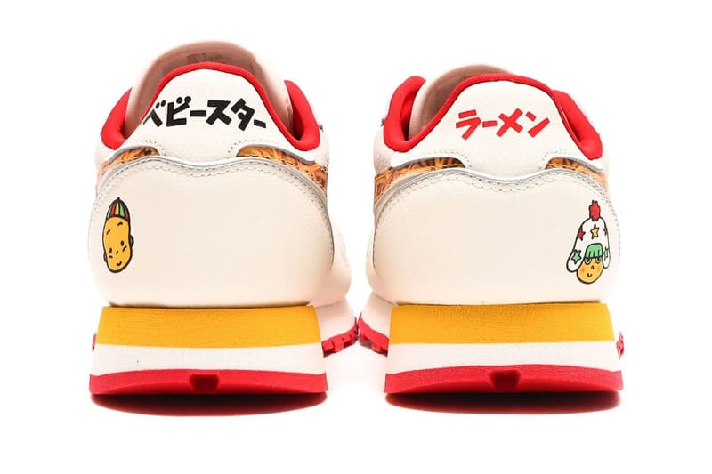 Oyatsu, atmos, and Reebok Come Together for Baby Star Ramen Sneakers Classic Leather crunchy noodle snack bei chan hoshio kun 