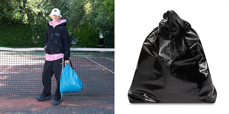 Balenciaga Trash Bag Large Pouch Black in Calfskin Leather - US