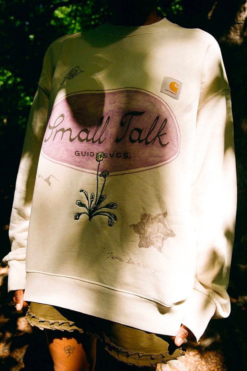 Carhartt WIP x Small Talk Studio Exclusive Collaboration Highlights the Art of Embroidery nature drawings chore jackets workwear browns fashion uk