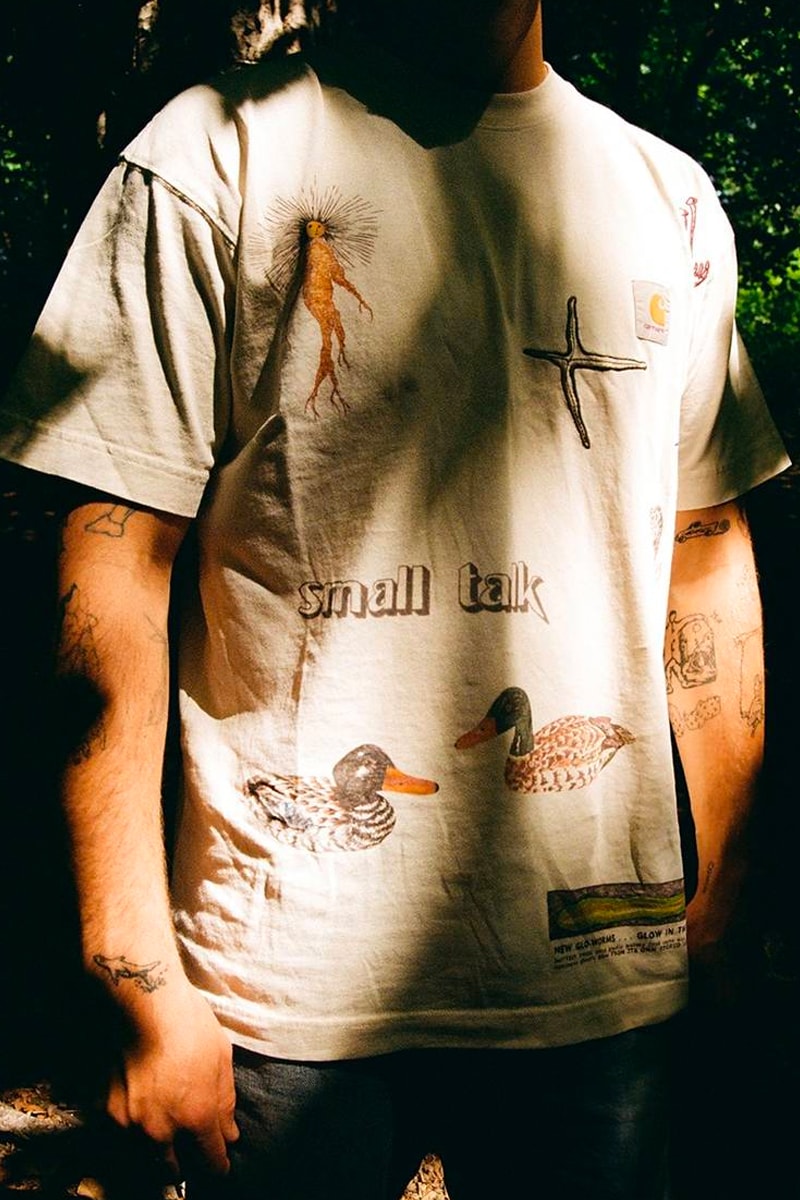 Эксклюзивное сотрудничество Carhartt WIP x Small Talk Studio подчеркивает искусство вышивки рисунки природы домашние куртки рабочая одежда коричневые мода Великобритании