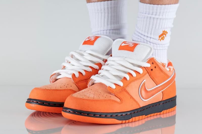 Concepts Nike SB Dunk Low Orange Lobster On-Foot Look Release Info FD8776-800 Date Buy Price  Orange Frost Electro Orange White