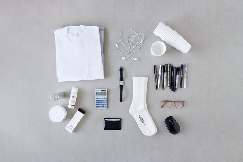 essentials JJJJound Justin Saunders netutral basics staples selections minimalist white black cartier tank calculator t shirt cups sharpie garrett leight glasses info