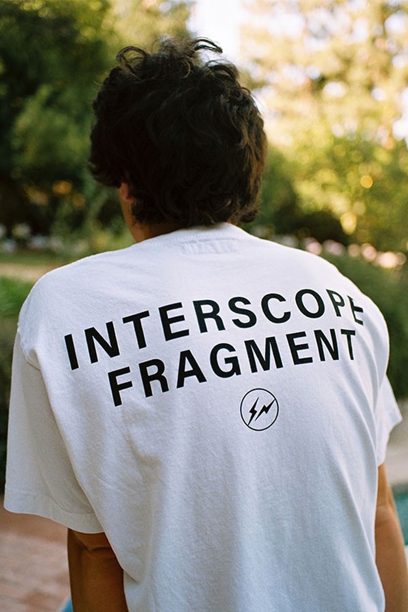 fragment design interscope records collab release info date price t shirts white black i logo thunderbolt long sleeve 