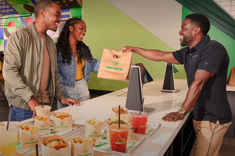 kevin hart plant based fast food restaurant  healthy crispy chick n double burg r opening august news info