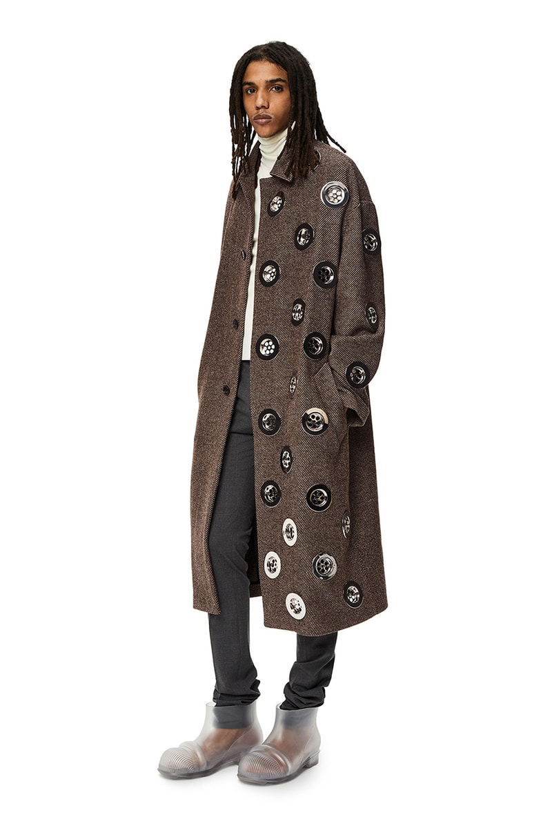 LOEWE Sinkhole Embellished Car Coat Twill Wool Runway Show Fall Winter 2022 Jonathan Anderson $12,050 USD