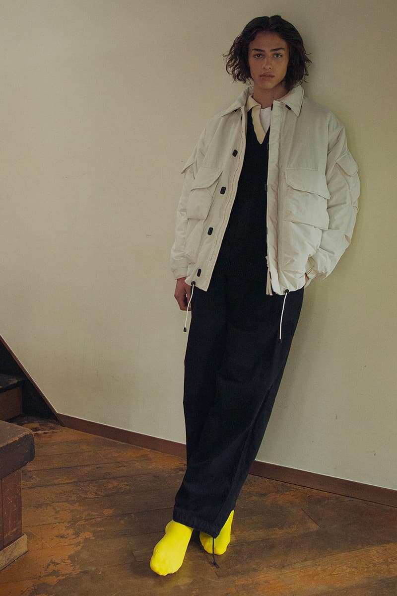 monkeytime fw22 collection lookbook united arrows coats pleated trackpants sweaters vest parka release info date price