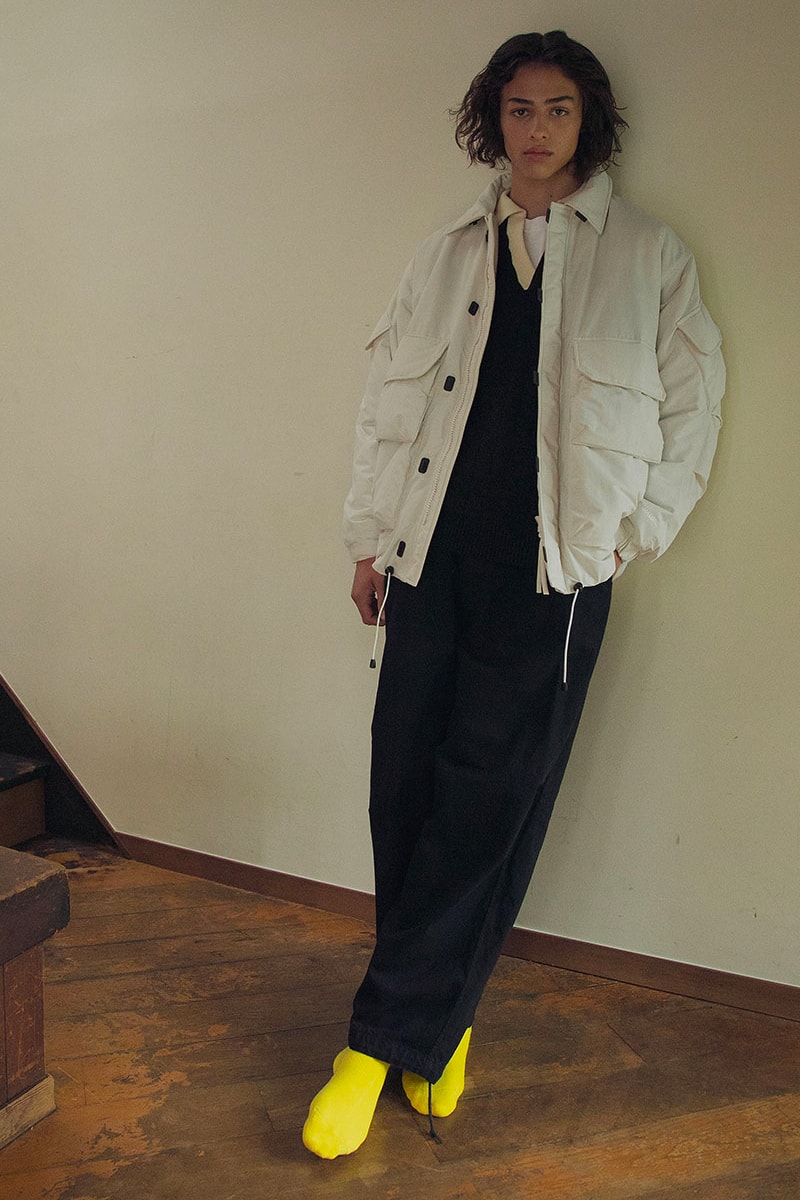 monkeytime fw22 collection lookbook united arrows coats pleated trackpants sweaters vest parka release info date price