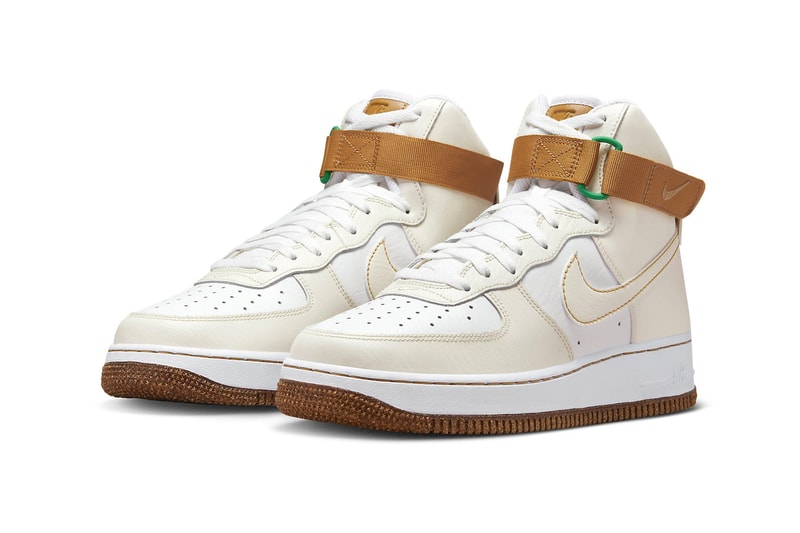 Nike Air Force 1 High Inspected By Swoosh phantom white elemental gold leather mesh dark gum Release Info