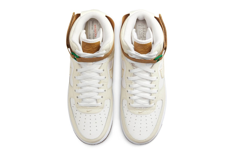 Nike Air Force 1 High Inspected By Swoosh phantom white elemental gold leather mesh dark gum Release Info