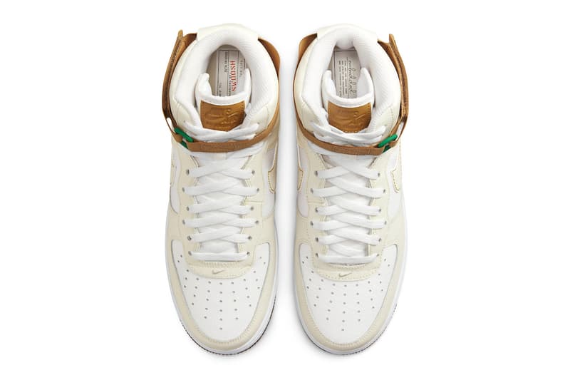 Nike Air Force 1 High Inspected By Swoosh phantom white elemental gold leather mesh dark gum Release Info