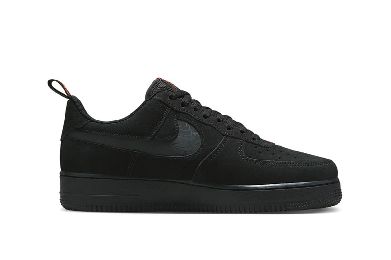 Nike Air Force 1 Low Arrives in Black Suede and Orange DZ4514-001 sneakers shoes af1 rubber swoosh