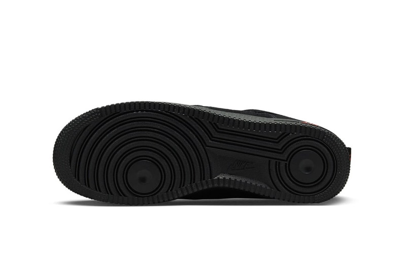 Nike Air Force 1 Low Arrives in Black Suede and Orange DZ4514-001 sneakers shoes af1 rubber swoosh