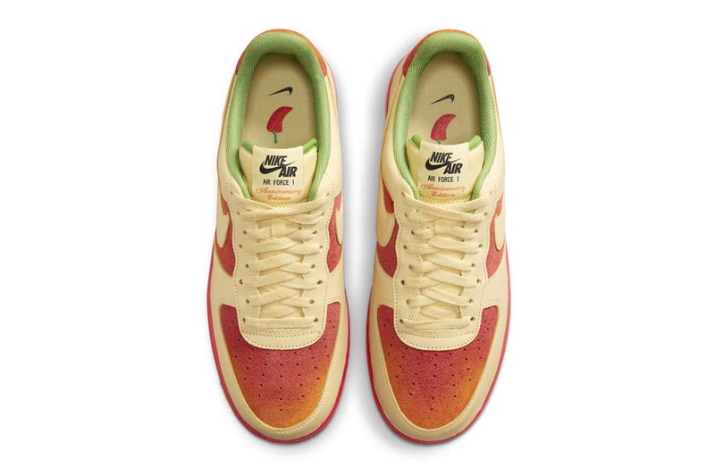 Nike Air Force 1 chili pepper cream red green leather suede mesh anniversary edition sportswear 40th release date info price