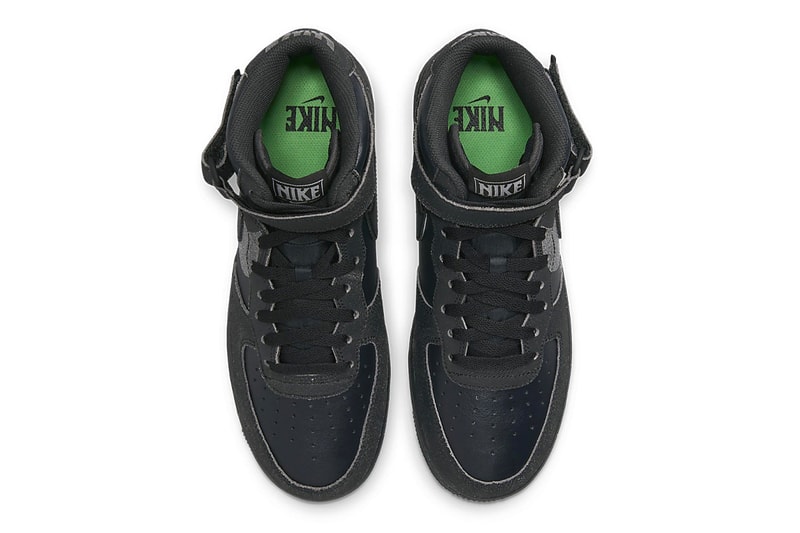 Nike Air Force 1 Mid "Off Noir" Has Surfaced DQ7666-001 release info black light smoke grey reflective details black af1 speckled rubber outsole