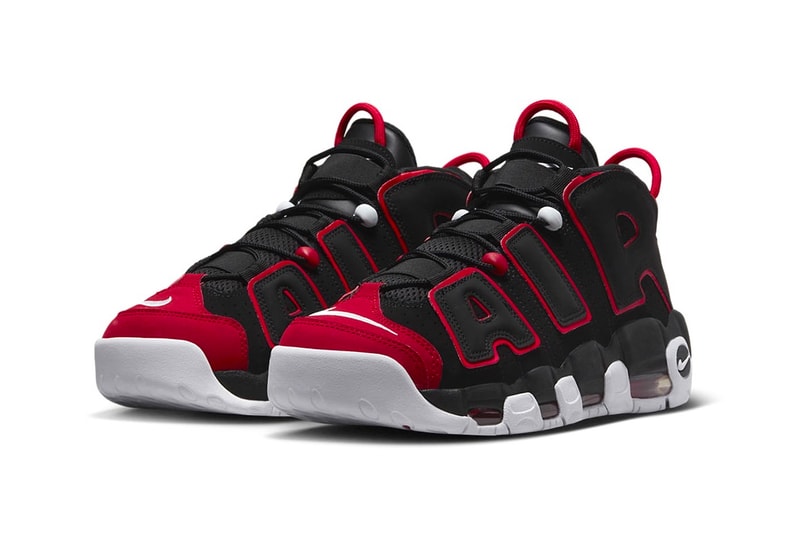 Official Look at the Nike Air More Uptempo "Red Toe" FD0274-001 swoosh shoes chicago bulls color blocking 