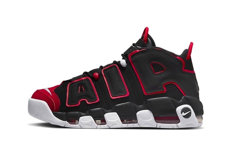 Official Look at the Nike Air More Uptempo "Red Toe" FD0274-001 swoosh shoes chicago bulls color blocking 