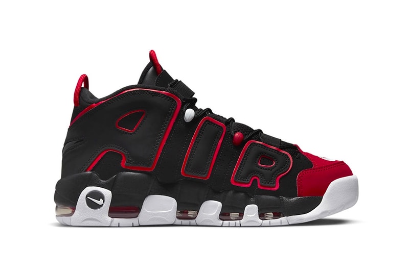 Official Look at the Nike Air More Uptempo "Red Toe" FD0274-001 swoosh shoes chicago bulls color blocking 