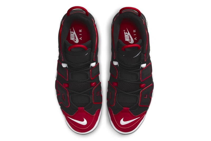 Official Look at the Nike Air More Uptempo "Red Toe" FD0274-001 swoosh shoes chicago bulls color blocking 