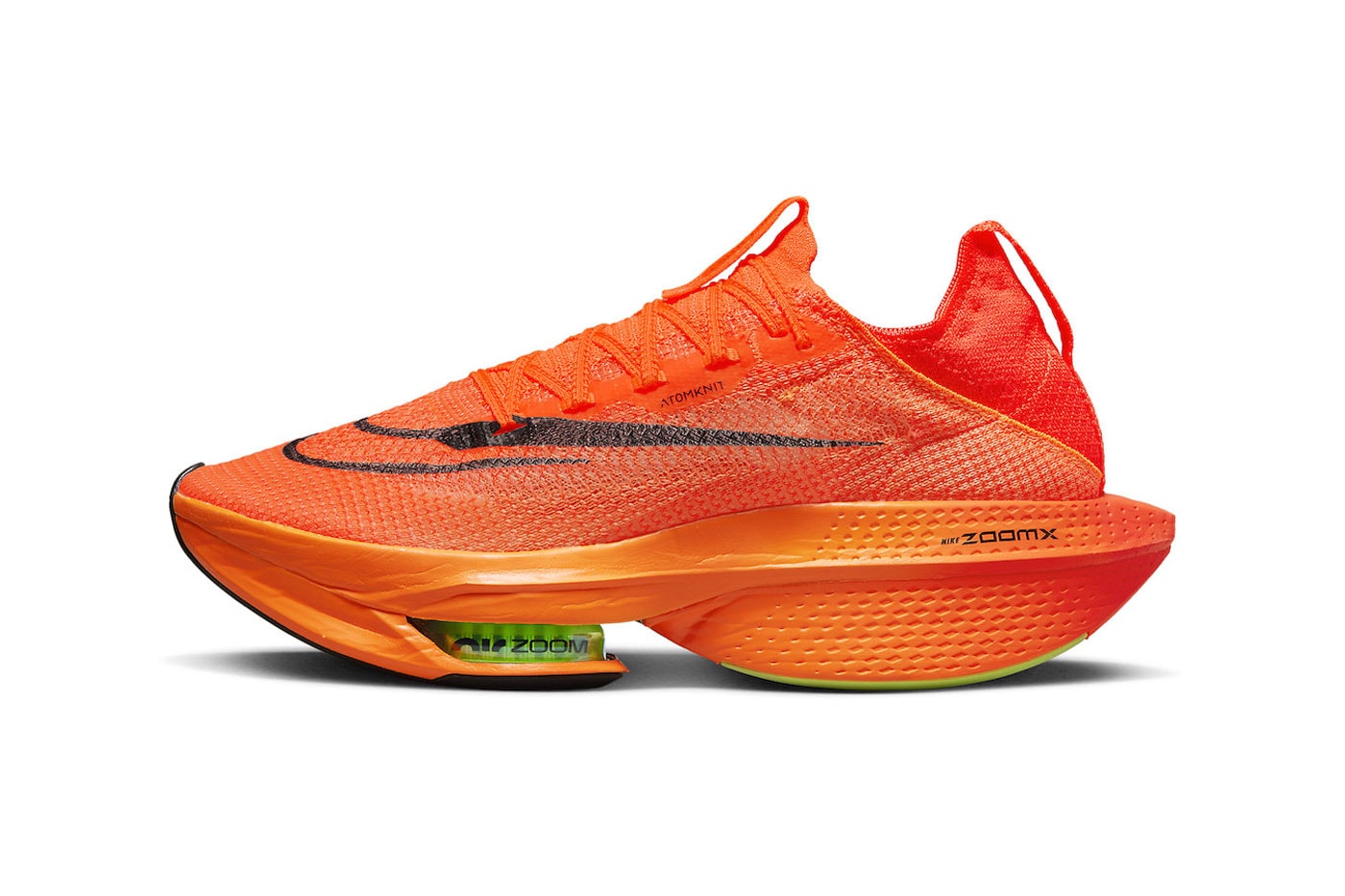 Nike Air Zoom Alphafly NEXT percent 2 bright total orange record marathon atomknit zoomx carbon fiber plate release info date price 275 usd