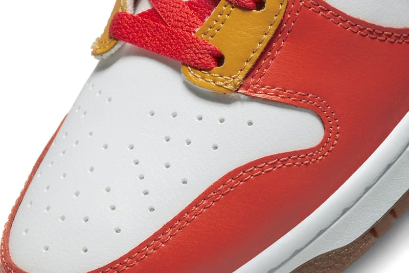 Nike Dunk High Chenille Swoosh white team habanero red malachite Release Info DR8805-100