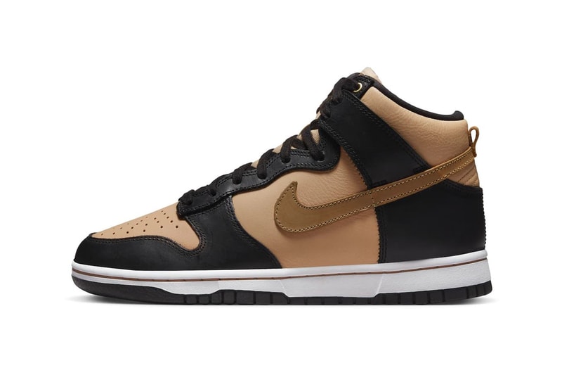 Nike Dunk High LXX Arrives in "Black Flax" release info DX0346-001 high tops sneakers swoosh leather