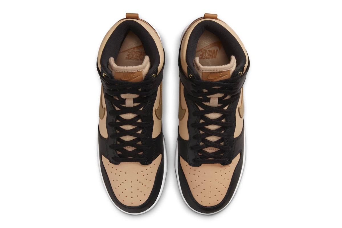 Nike Dunk High LXX Arrives in "Black Flax" release info DX0346-001 high tops sneakers swoosh leather