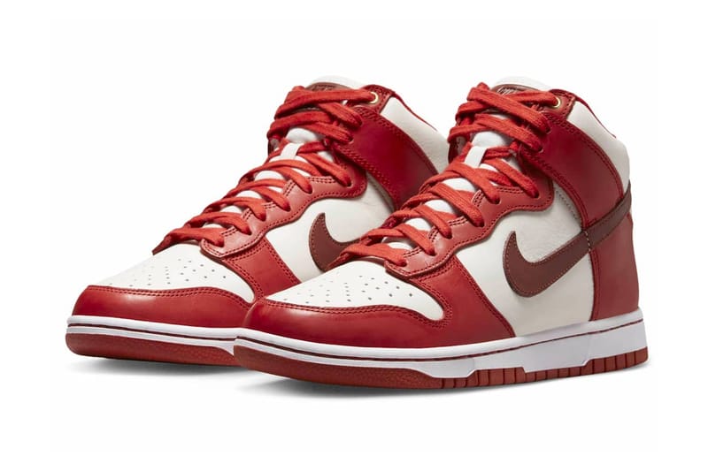 nike dunk high white red