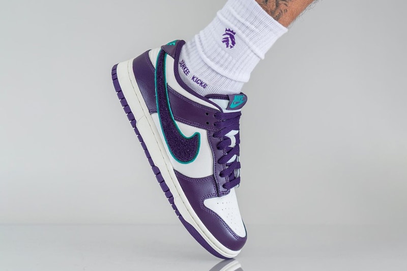 nike dunk low chenille swoosh grand purple neptune green DQ7683 100 release date store list buying guide photos price 