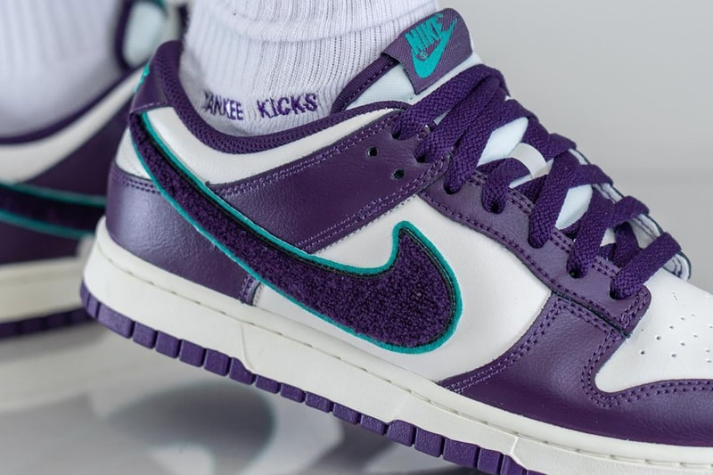 nike dunk low chenille swoosh grand purple neptune green DQ7683 100 release date store list buying guide photos price 