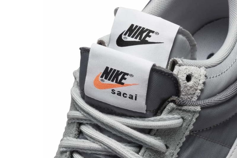 Olhar oficial para o sacai x Nike Cortez 4 0 cinza bill bowerman 50º aniversário og cinza escuro camada dupla informação de lançamento data preço